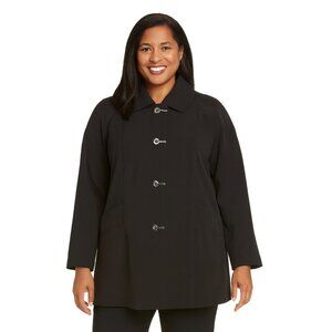 London Fog Women's Black Trench Coat with Removable Hood Petite L